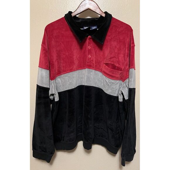 Vtg 80s John Blair Velvet Velour Feel Long Sleeve Polo Collar Shirt Mens Sz 3XL - Picture 3 of 15